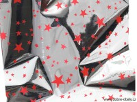 Celofánový sáček s lepicí klopou 15 x 25 cm, červené hvězdy