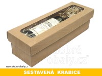 Dárková papírová krabice na víno B s průhledným víkem SESTAVENÁ