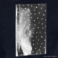 Dárkový sáček 16 x 25 cm stříbrný s bílými hvězdami