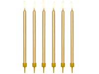 Dortové svíčky se stojánkem 125 mm ZLATÉ, 12 ks