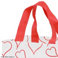 Ekologická taška MINI bílá s červenými srdíčky, výhodné balení