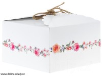 Krabička na svatební výslužku s provázkem XL růže, 8 ks