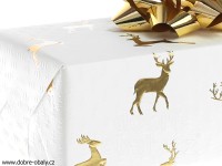 Luxusní vánoční papír White Christmas - gold deer