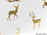 Luxusní vánoční papír White Christmas - gold deer