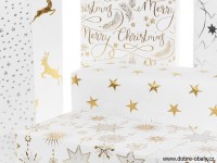 Luxusní vánoční papír White Christmas - gold star