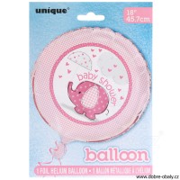 Nafukovací fóliový balonek RŮŽOVÝ SLON kulatý