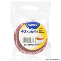 Papírové košíčky na muffiny PUNTÍKY červené 50x30mm, 40ks