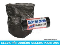 Sáčky PEVNÉ 50x60 cm černé HDPE 50ks/role S PŘEBALEM, karton