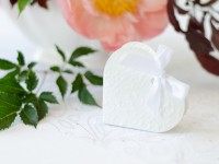 Svatební krabička na sladkosti SRDCE bílá, 10 ks