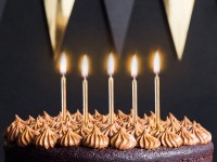 Svíčky na dort se stojánkem 60 mm ZLATÉ, 6 ks 
