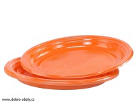 Talíře plastové barevné mělké oranžové PS 220 mm