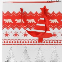 Vánoční dárková taška L červeno-bílá, C stromek