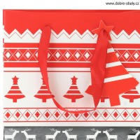 Vánoční dárková taška XL červeno-bílá, A jelen