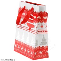 Vánoční dárková taška XL červeno-bílá, C stromek