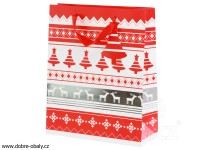 Vánoční dárková taška XL červeno-bílá, výhodné balení