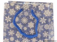 Vánoční papírová dárková taška S - vločky, výhodné balení