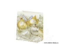 Vánoční papírová taška S 874484 glitter baňky, výhodné balení