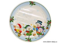 Vánoční papírové talíře 23 cm s potiskem 25370, 8 ks
