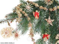 Vánoční slaměné ozdoby na stromeček v dřevěném boxu 51 ks